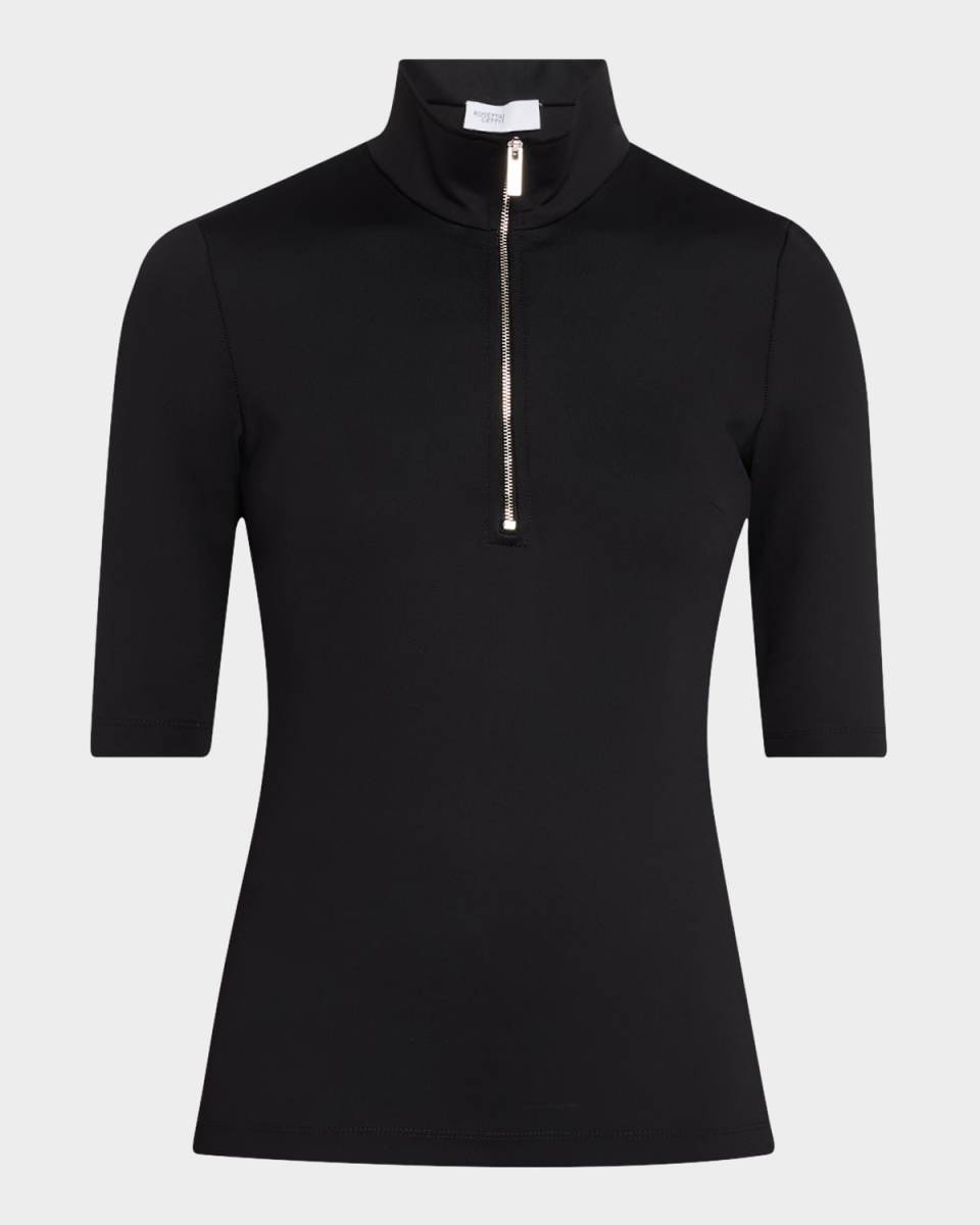 Short-Sleeve Zip-Up Polo Shirt